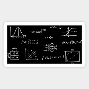 Machine Learning Equations and Graph - Black and White Sticker
